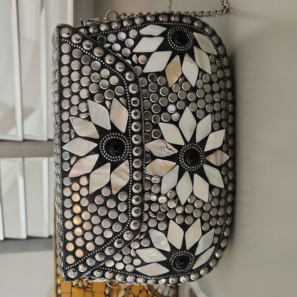 Cross Body- Brass,clay,stone purse